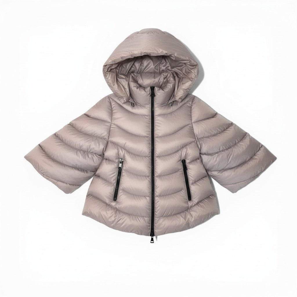 78d2 MONCLER モンクレール AKYLINA DOUDOUNE LEGERE ダウンジャケット フーデット ショートダウン ７分袖 軽量 レディース 女性服 サイズ０ ライトパープルo07t