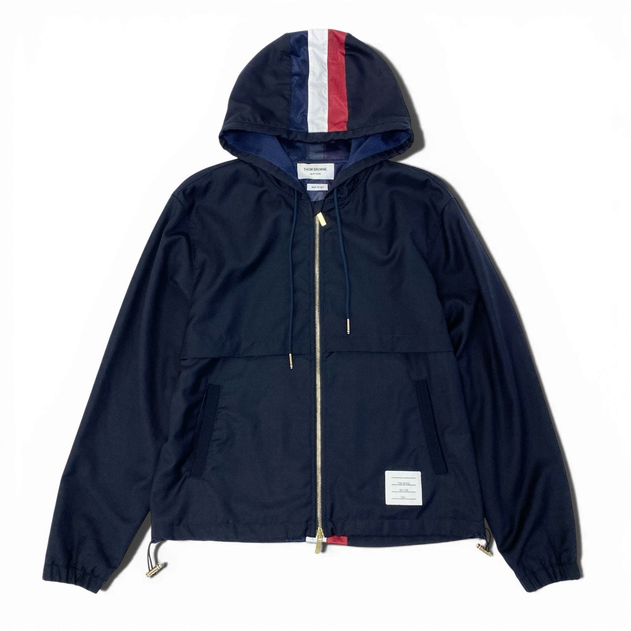 38a16 THOM BROWNE トムブラウン ジップパーカー ジャケット MJT087A サイズ1 ネイビー バッグライン トリコロールt18r