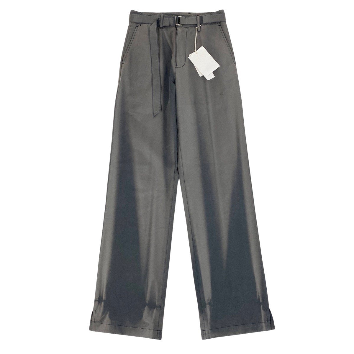 5g2 【未使用タグ付】 JiyongKim ジヨンキム 23SS SUN-BLANCHED TROUSERS ストレートパンツ ベルト付 日焼け加工 サイズS グレー系 メンズu02t