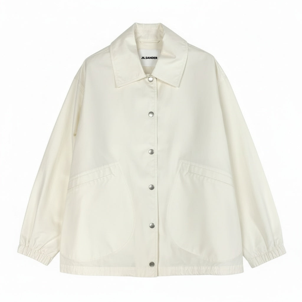 12a23 JIL SANDER ジルサンダー 2024年 バックロゴ ブルゾン ジャケット ライトアウター J04AM0001 32 クリーム レディース 女性用ta1