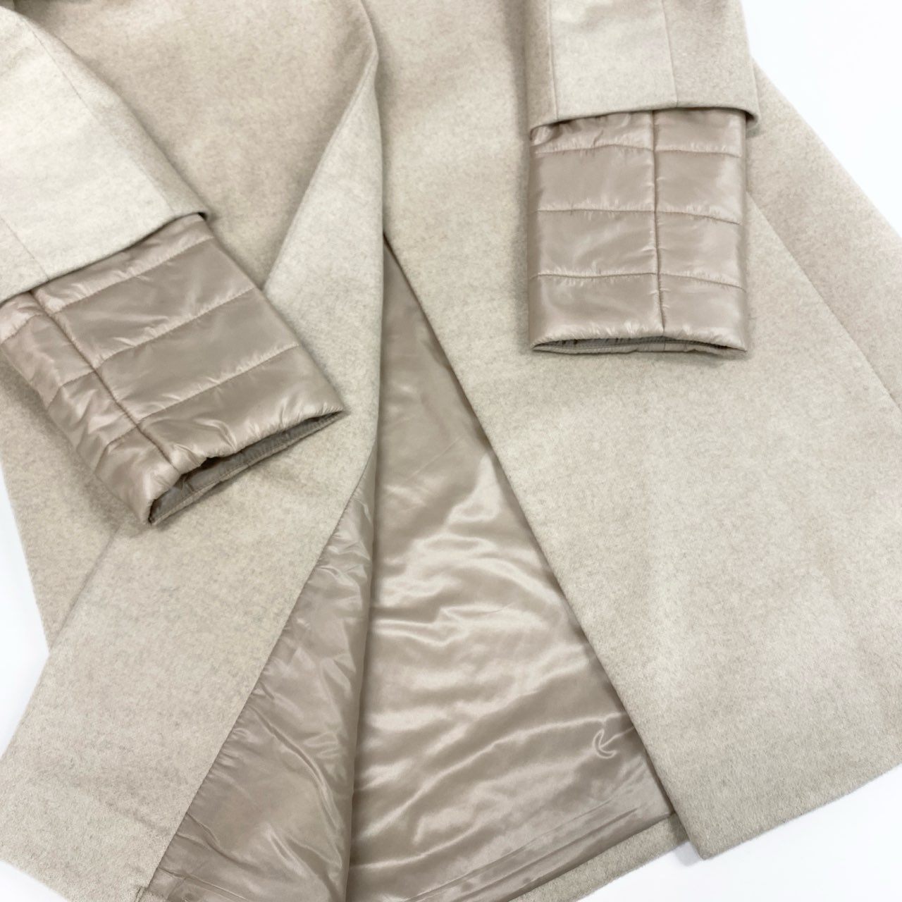 37a19 【未使用】 HERNO ヘルノ ピュアカシミア & ナイロンウルトラライトコート チェスターコート 2way ロング レディース 女性用 サイズ42 ライトベージュu02t