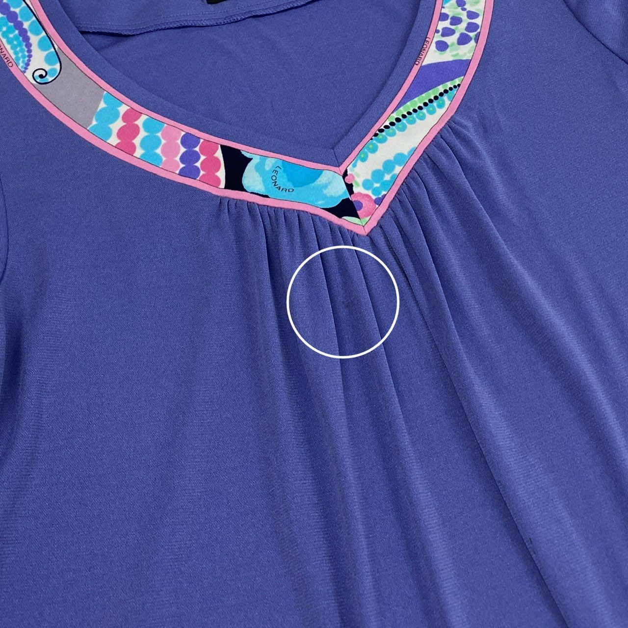 12b20 LEONARD レオナール カンカン素材 半袖ワンピース ロングワンピース 美しい花柄プリント L パープル レディースu02t