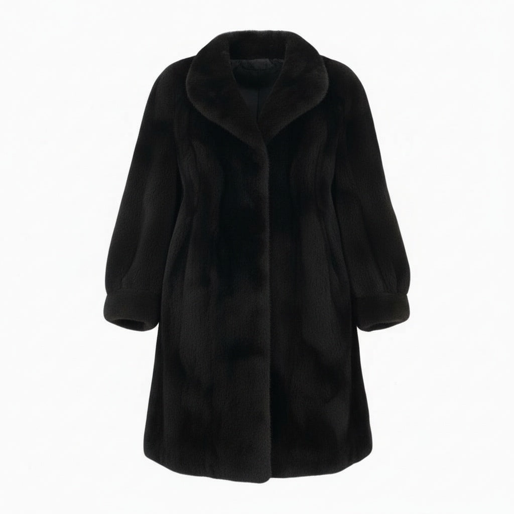 81a14 BLACKGLAMA ブラックグラマ デミバフミンク ミンクコート ロングコート 毛皮コート F ダークブラウン ミンクファー 身幅ゆったり 毛並み綺麗t18r