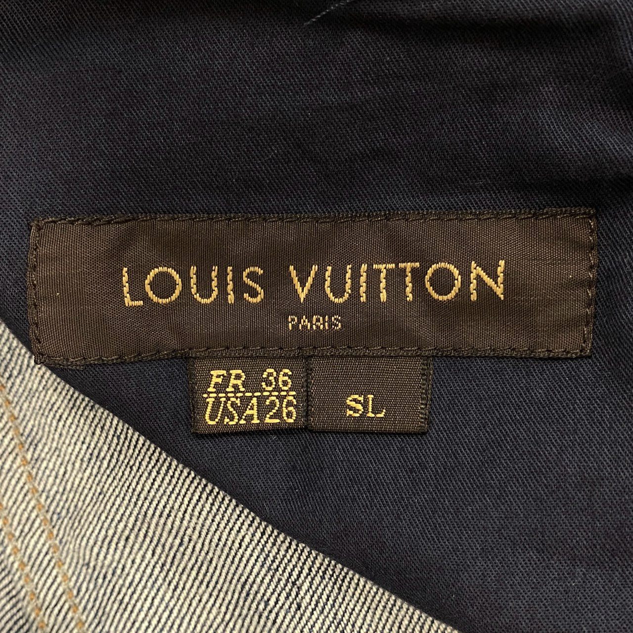 46j3 《美品》 LOUIS VUITTON ルイヴィトン デニムパンツ LV刺繍 ロゴボタン  H7D50WDBB SL FR36 インディゴブルー コットン メンズo07t