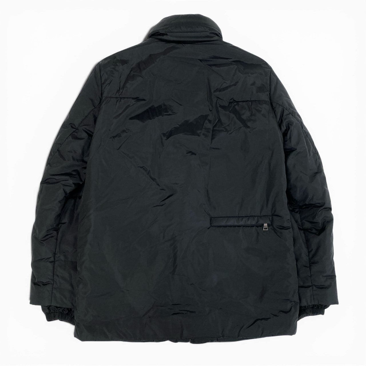 24L22 PRADA プラダ ナイロンジャケット 中綿ジャケット フーディー ダブルジップ アウター イタリア製 40サイズ ブラック メンズ 男性用o07t