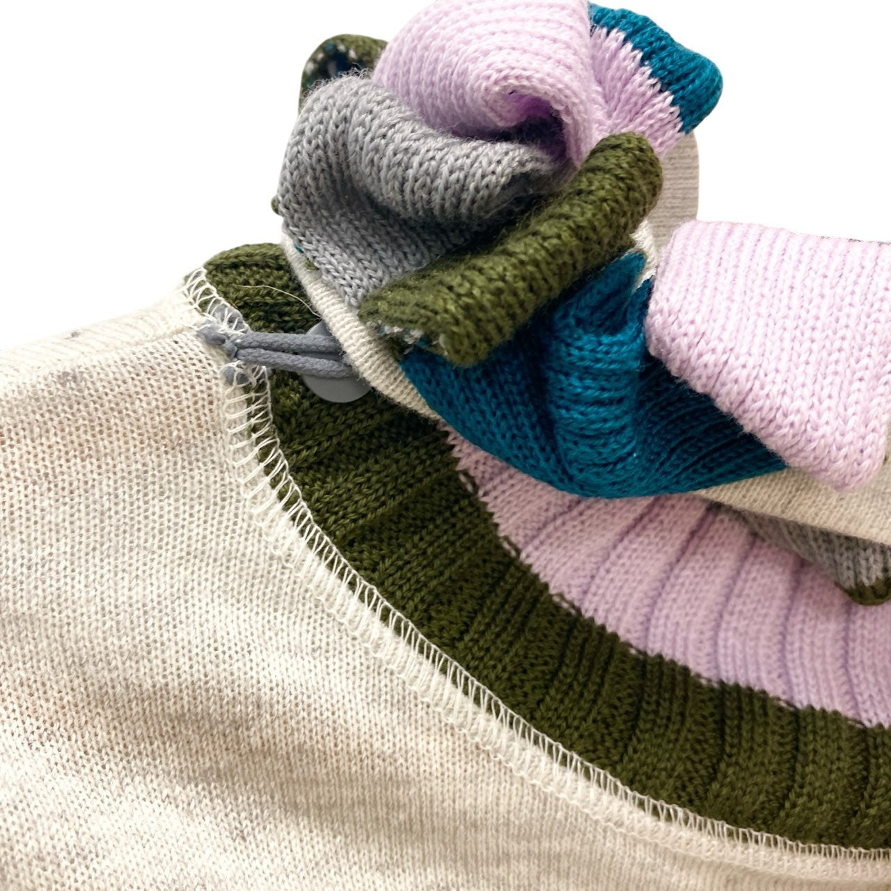 74c13 《新品タグ付き》 i+mu センソユニコ ネックデザイン コットンニット セーター 40 グレー レディースu02t