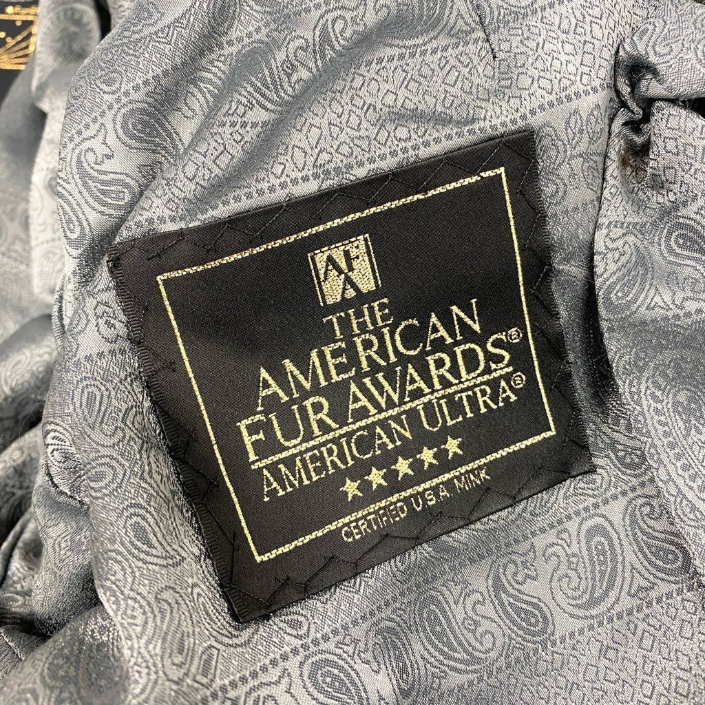 34l24 THE AMERICAN FUR AWARDS アメリカンファーアワード 5つ星 ブルーアイリスミンク ロングコート サイズF 茶系 最高級本毛皮 MINK FURt18r