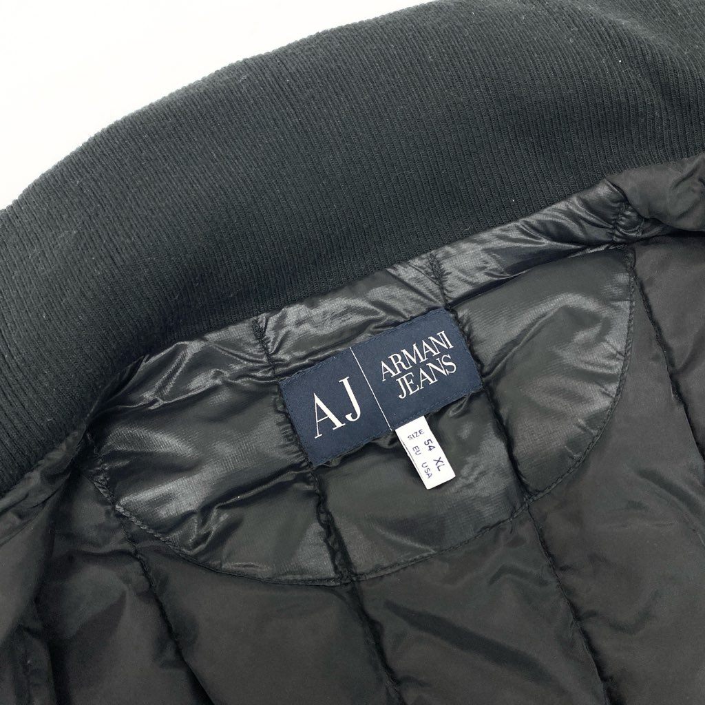 81L15 ARMANI JEANS アルマーニ ジーンズ ダウンジャケット ブルゾン アウター 袖ワッペン XL ブラック メンズ 男性用u02t