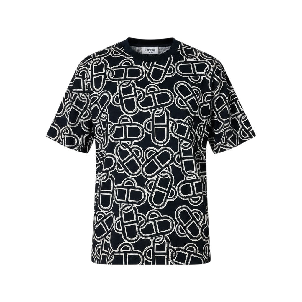 j29 【新品保管品】HERMES 2026年 マキシTシャツ マイヨンエケストル トップス 6H4625DG 34サイズ ブラック コットン100％ メンズ 男性用k02i