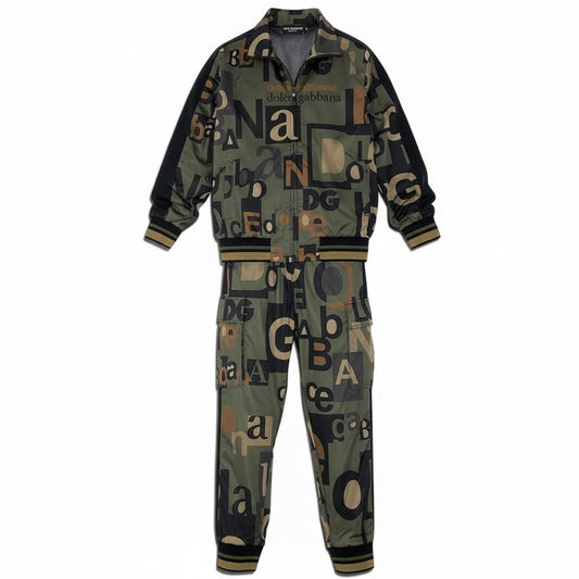 Id15 DOLCE&GABBANA ドルチェアンドガッバーナ オーバーロゴ ジャージ セットアップ All Over Logo Jersey Setup サイズ46 カーキ D＆G ドルガバt18r