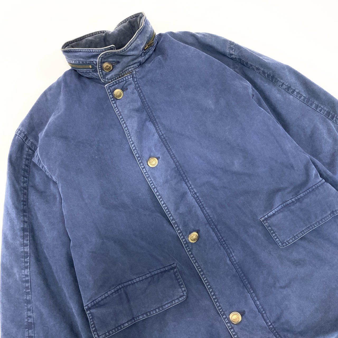 27j22 ARMANI JEANS アルマーニジーンズ ミリタリーコート ミリタリージャケット 90’s アーカイブ フーディー 48サイズ ネイビー メンズu02t
