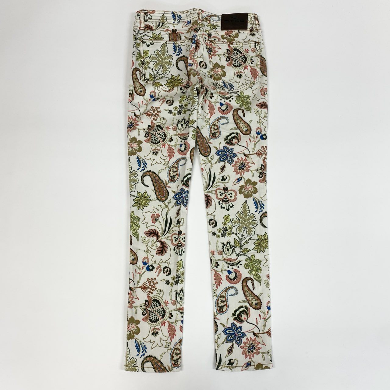 67j6 《美品》 ETRO エトロ イタリア製 スキニーパンツ ストレッチパンツ 花柄 ペイズリー柄 レディース 女性用 ボトムス 26 オフホワイトu02t