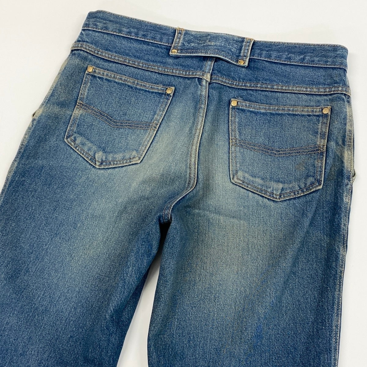 78f2 CELINE セリーヌ デニムパンツ トリンオフ 金ボタン バックロゴ 6701-46753 サイズ34 インディゴブルー コットン100％ メンズ 紳士服o07t