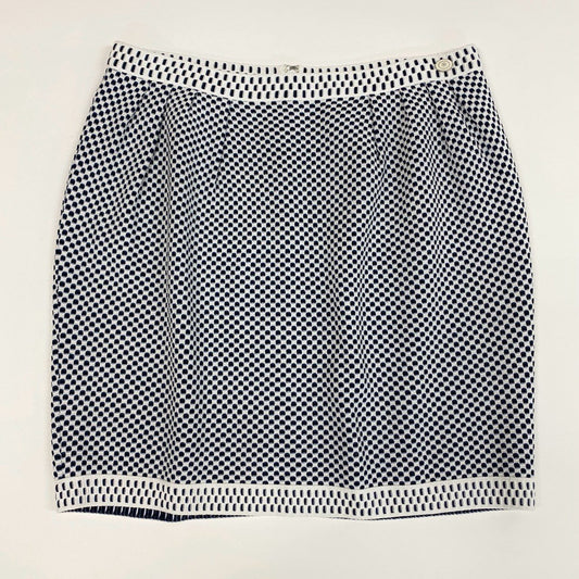 Ci26 CHANEL シャネル ニットスカート ミニスカート フレアスカート ココマーク P47956K06124 サイズ40 ブルー ホワイト レディースu02t