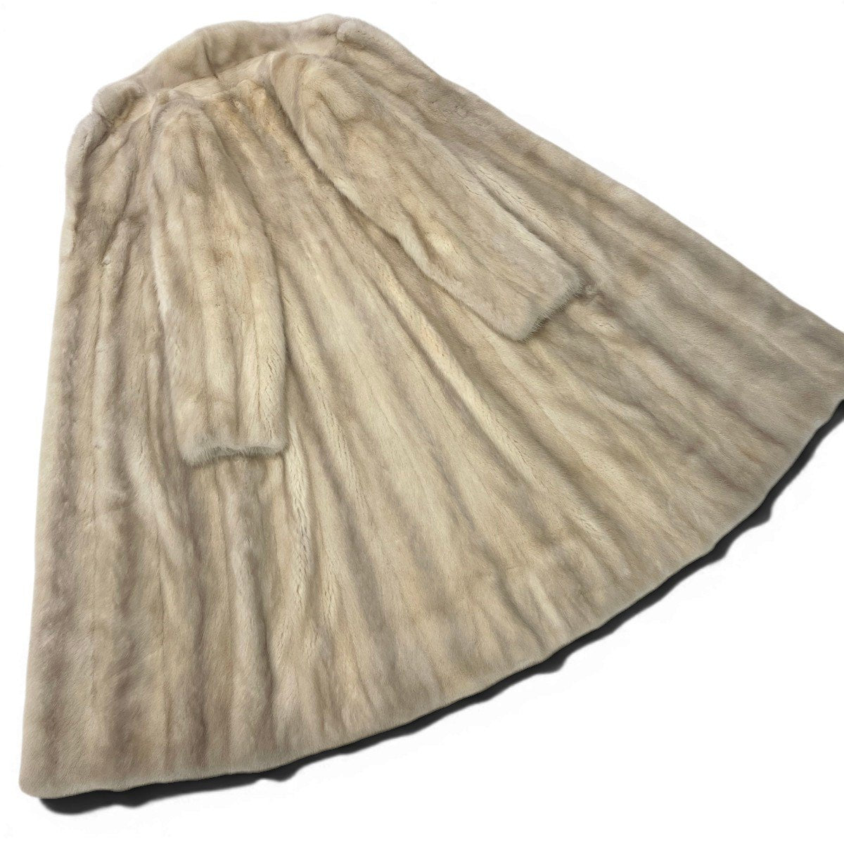 40g13 SAGA MINK サガミンク 毛皮コート 超ロングコート 110cm パールミンク 最高級本毛皮  ホワイト系 MINK FUR レディースu02t