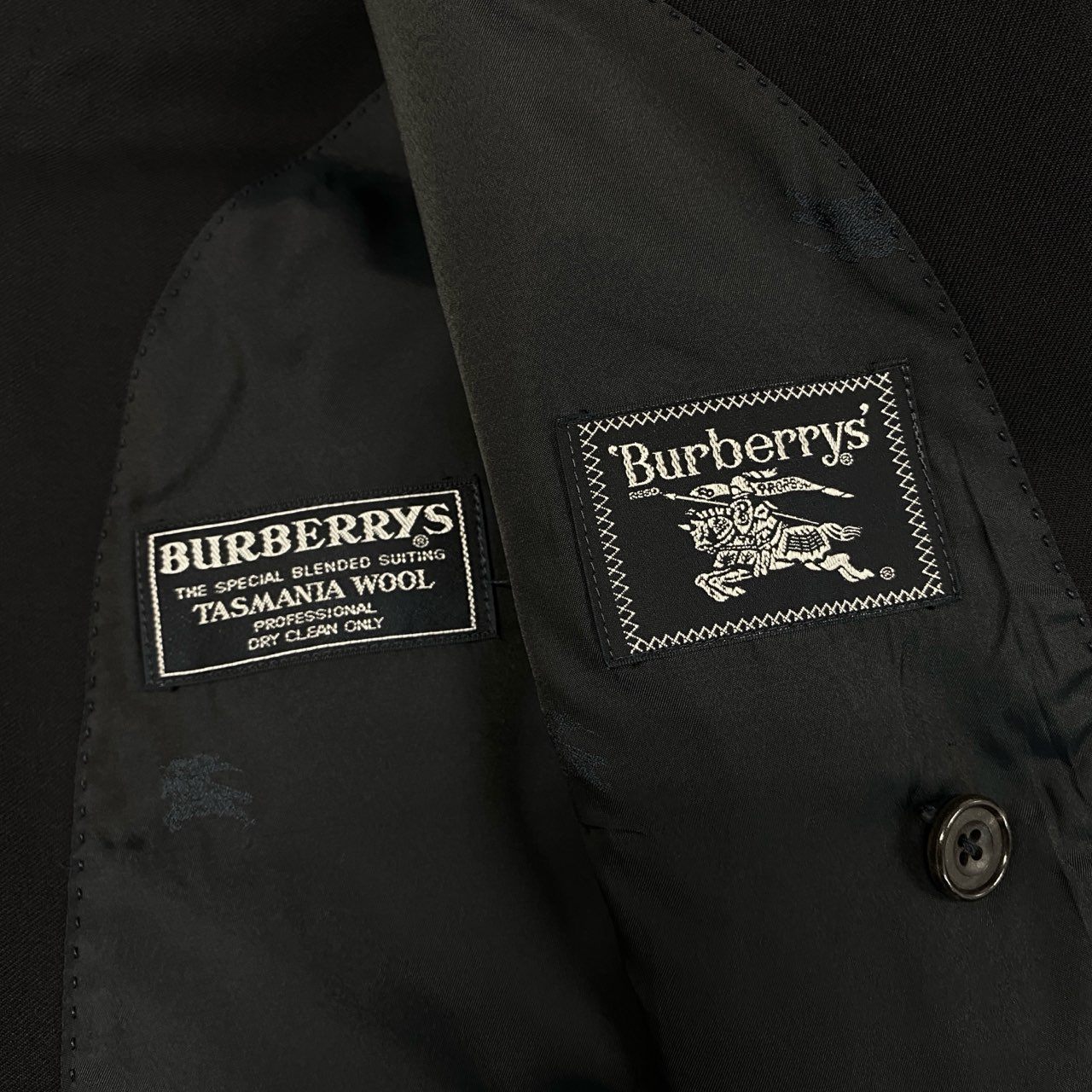 48c11 Burberrys バーバリー テーラードジャケット ブレザー 紺ブレ 刻印ボタン ダブルブレスト メンズ紳士服 BE6 ネイビー タスマニアウール100