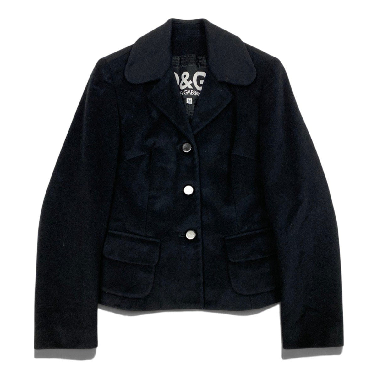 4i30 D&G DOLCE&GABBANA ドルチェアンドガッパーナ テーラードジャケット アウター イタリア製 38サイズ ブラック レディース 女性用u02t