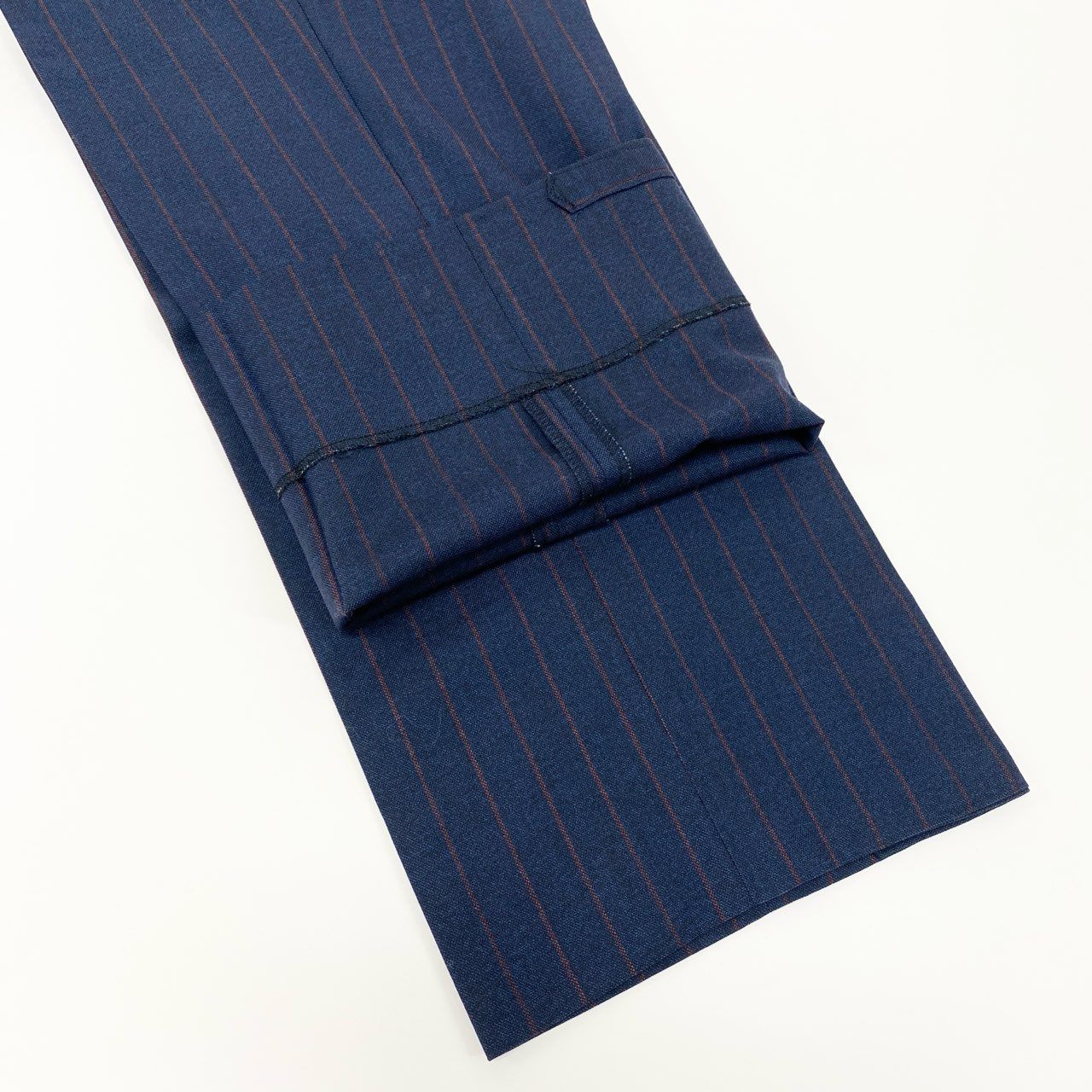 61k28 mila schon ミラショーン セットアップスーツ 3ピース スリーピース 2B ストライプ柄 ビジネス フォーマル メンズ 紳士服 ネイビー ウール100％u02t