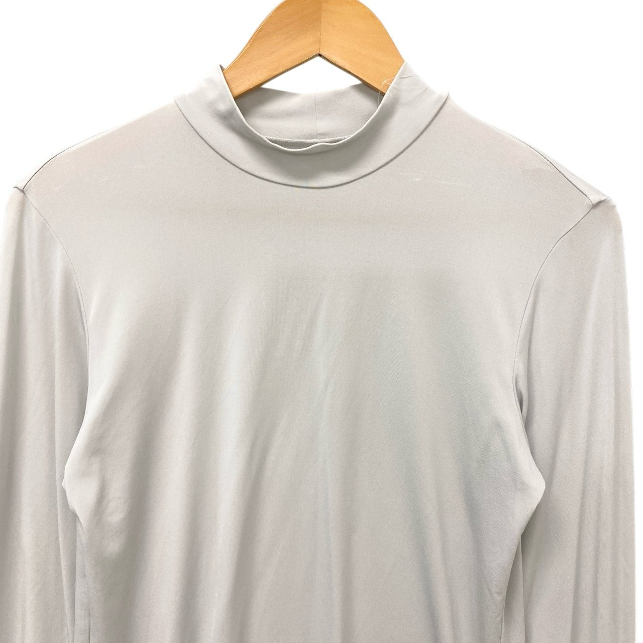 66c2 TOKUKO 1er VOL トクコプルミエヴォル モックネック 長袖カットソー トップス レーススリーブ 伸縮ストレッチ レディース 女性服 サイズ9 ライトグレーu02t