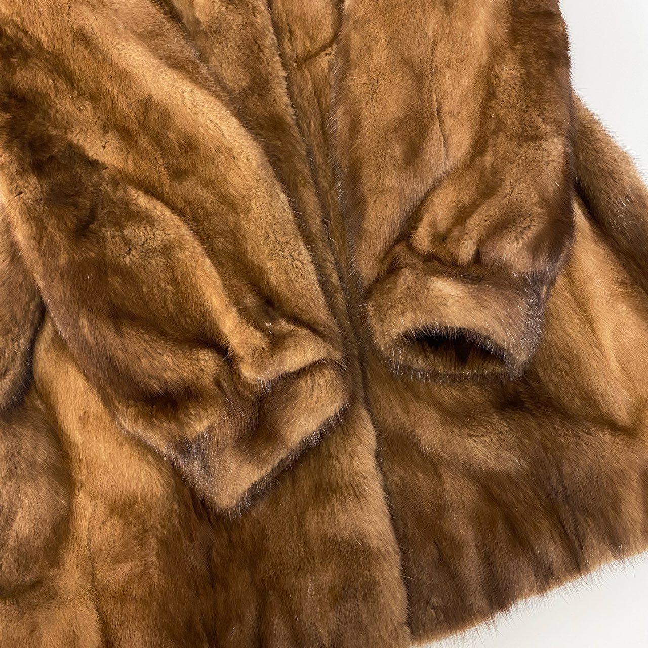 35a15 パステルミンク ロングコート サイズ15 茶系 本毛皮 Pastel Mink Fur Coat ポケット有t18r