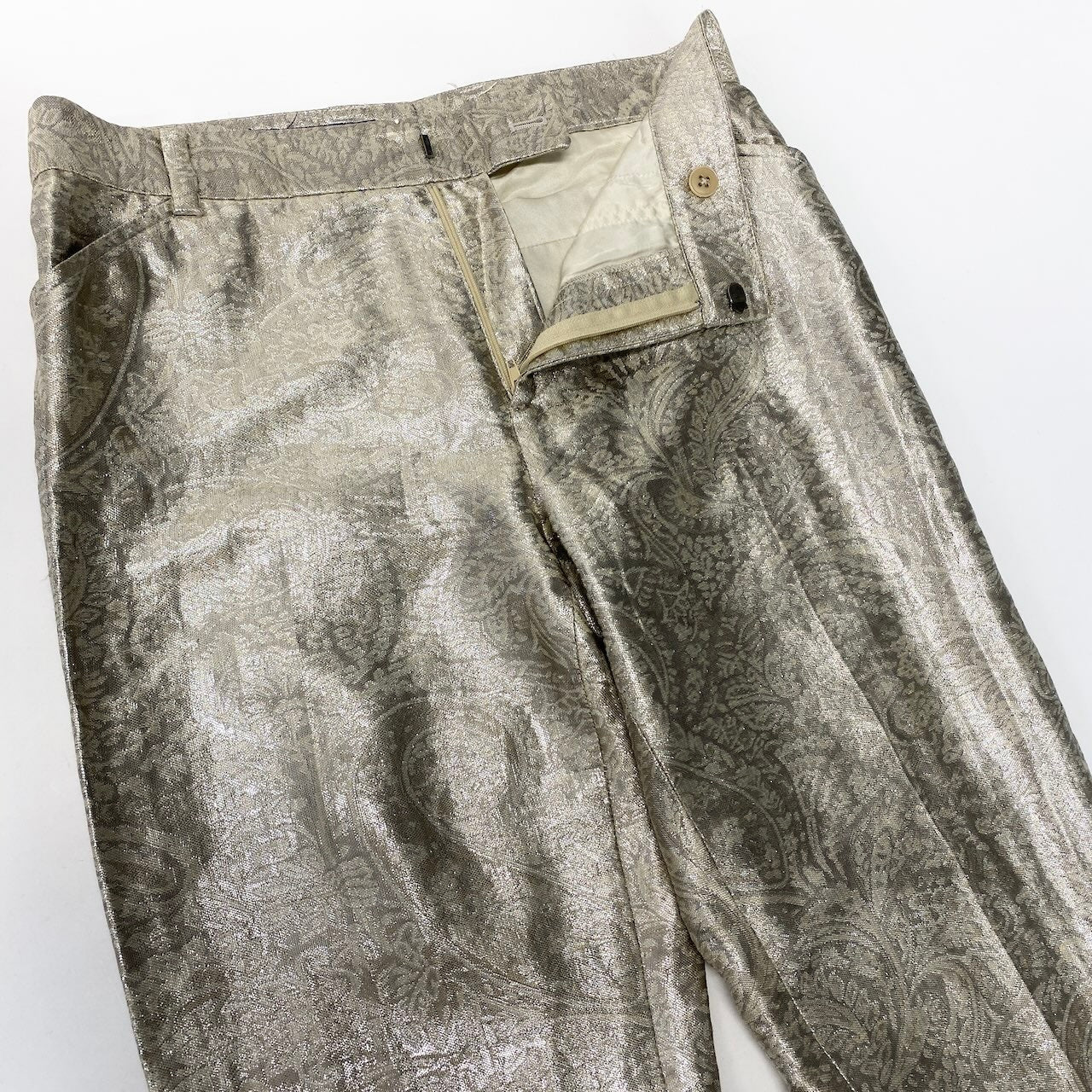 e10 RALPH LAUREN PURPLE LABEL ジャガードタックパンツ ボトム ペイズリー柄 4サイズ ゴールド レディース 女性用u02t