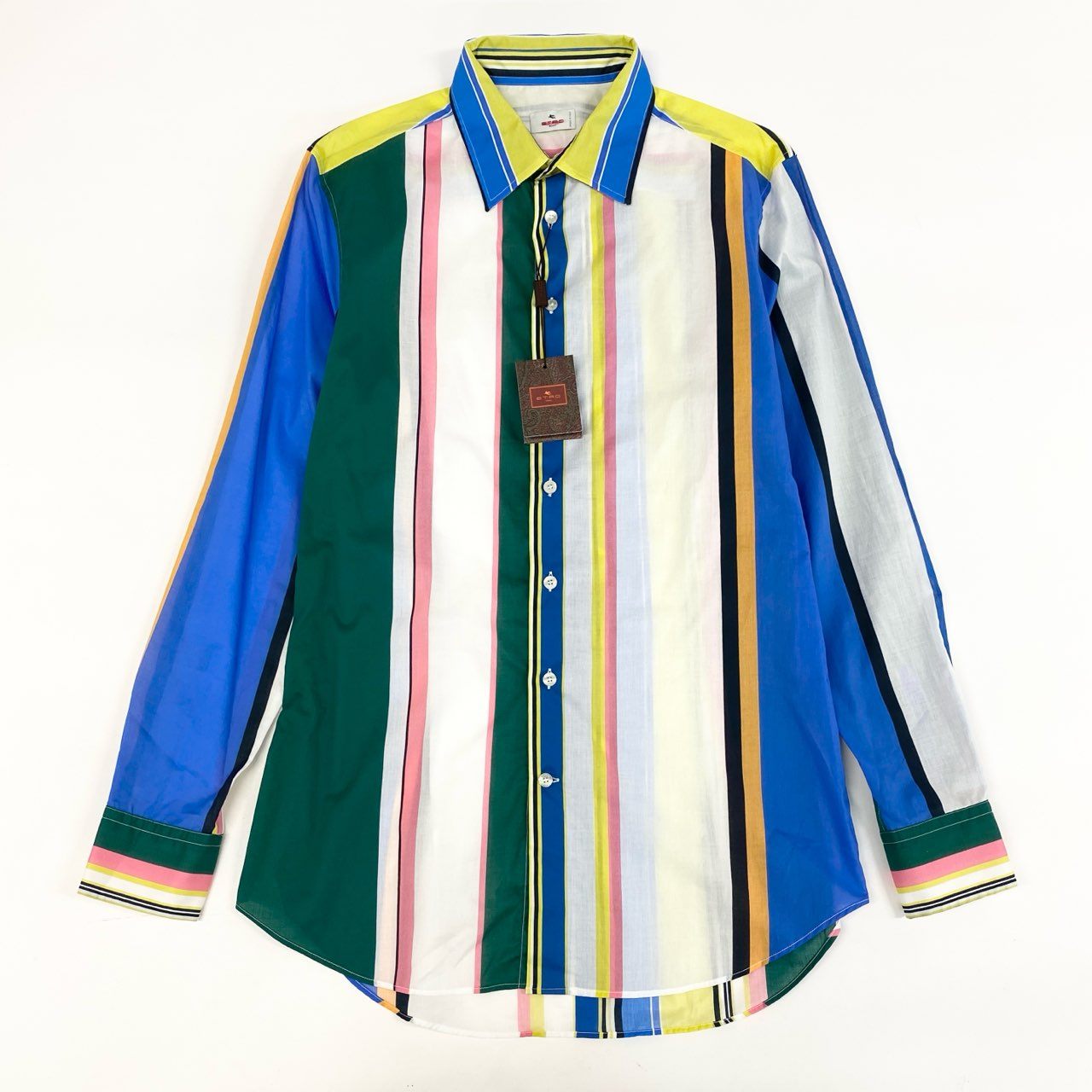 14h29 ETRO エトロ 長袖シャツ コットンシャツ ストライプシャツ ロングスリーブ 41サイズ マルチカラー メンズ 男性用k02i