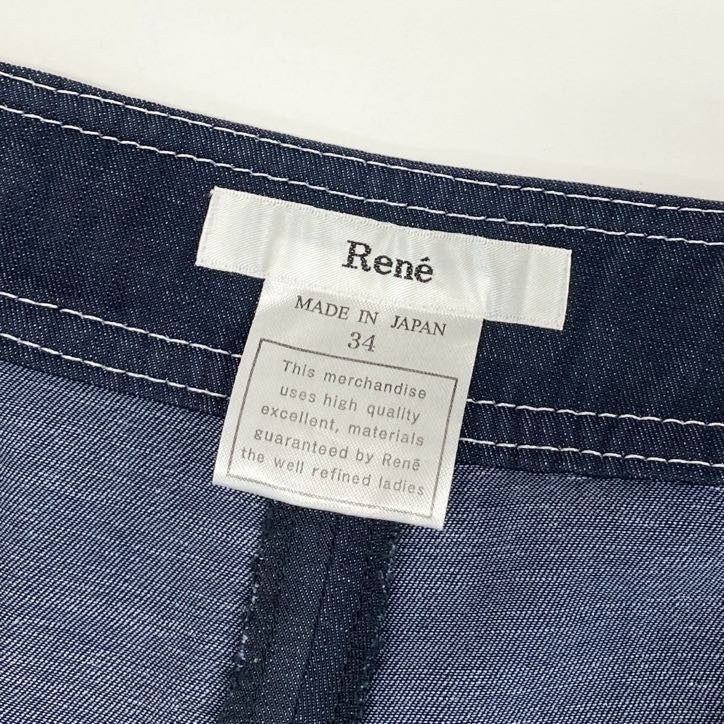 80g23 Rene ルネ ワイドパンツ ストレートパンツ デニム ボトム 薄手 春夏 レディース 女性用 6825050 34 ネイビー