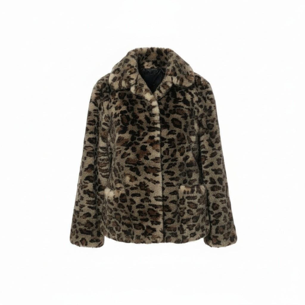 81a24 《希少》 CARVEN PARIS カルヴェン 染めミンク ミンクコート ハーフコート ジャケット FREE レオパード模様 ミンクファーt18r