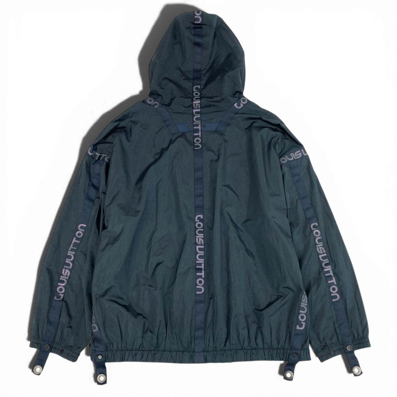 Mb9 LOUIS VUITTON ルイヴィトン 18ss テープロゴ ポケッタブル ナイロンブルゾン マウンテンパーカー 50 ネイビー系 メンズta1