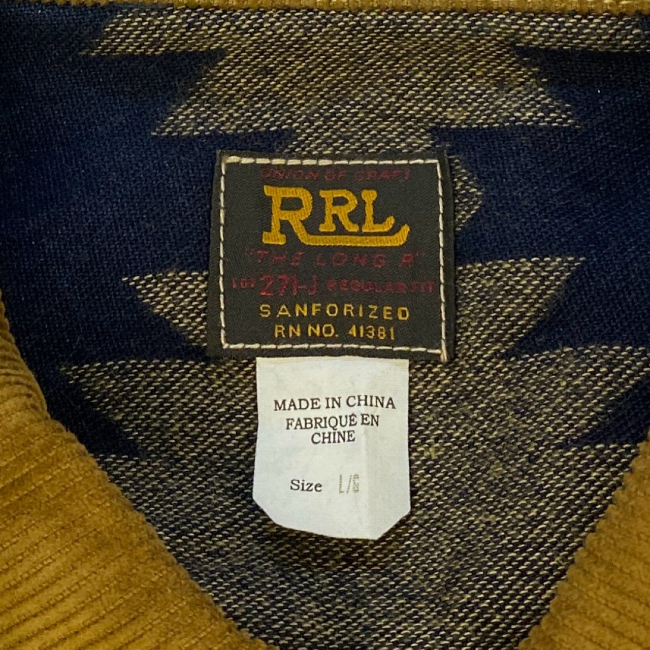 54L5 RRL ダブルアールエル ラルフローレン Valero Jacquard Trucker ネイティブ ジャガード ジャケット サイズL インディゴ メンズ 男性用 アウターk02i