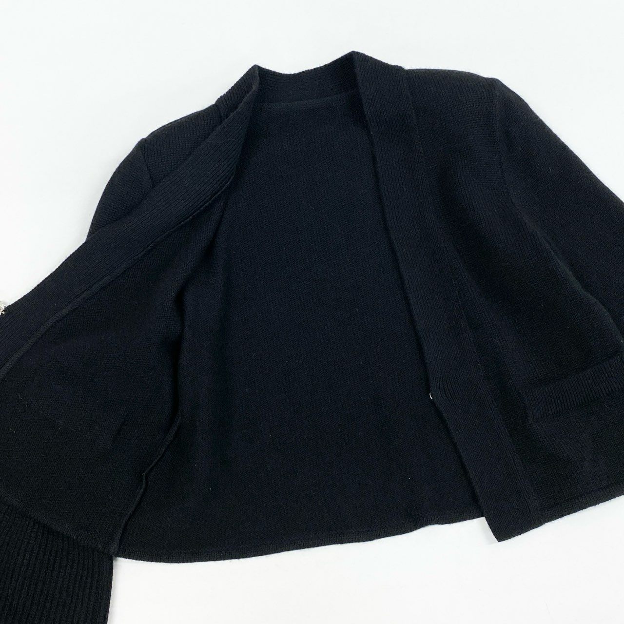 68L11 FOXEY フォクシー Pointelle Flare Cardigan ポインテルフレアカーディガン ニット トップス パールボタン 36534 38 ブラック カシミヤ100 レディースu02t