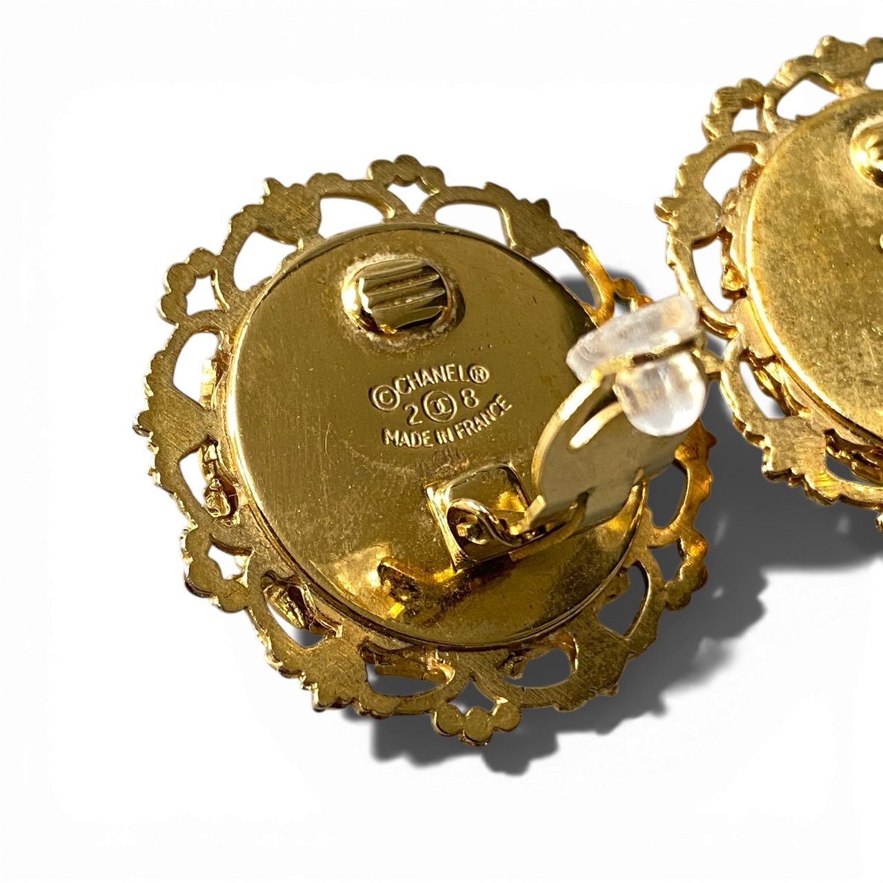 b5 Vintage Chanel 1993 Pearl Design Large Coco Mark Earringsta1