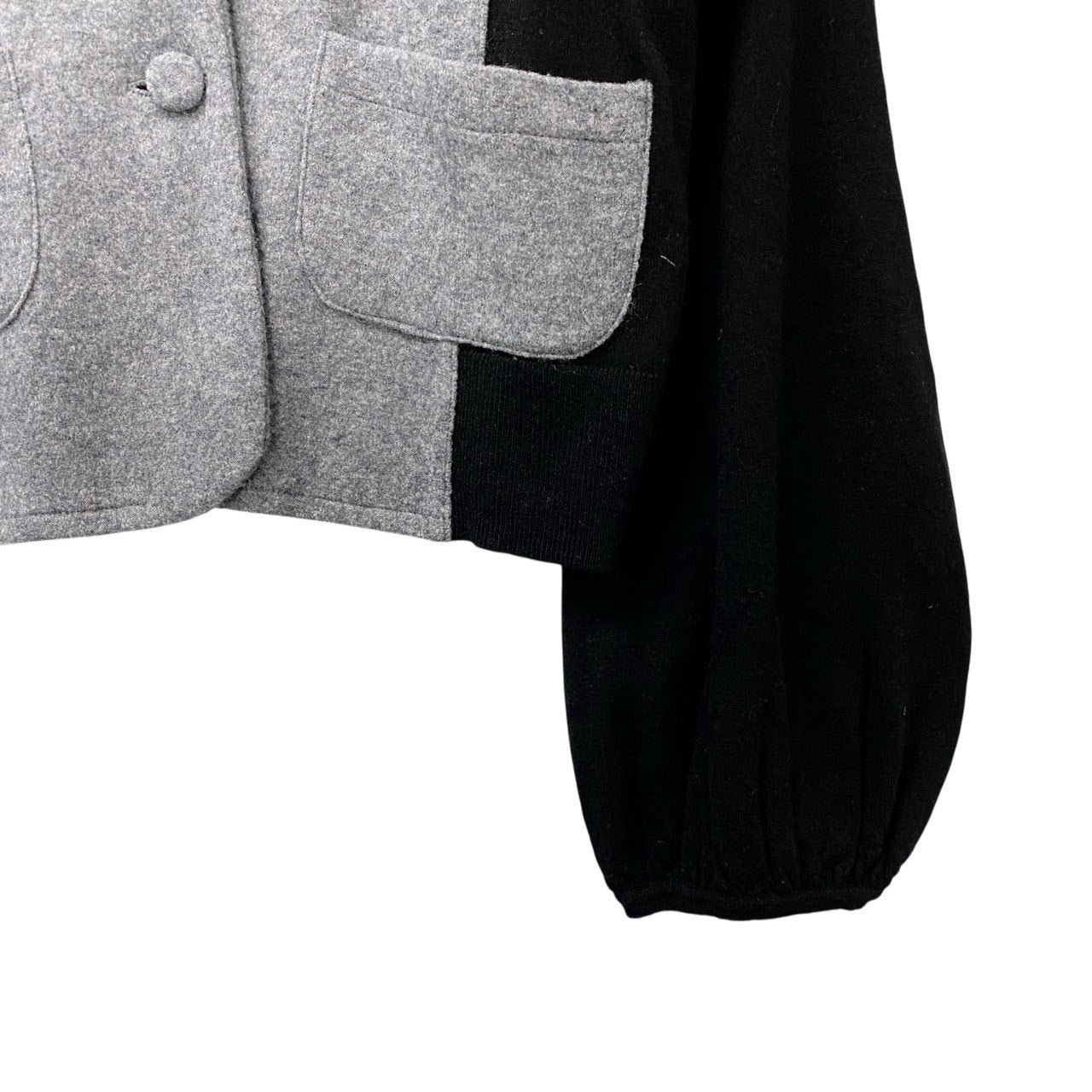 66c2 TOKUKO 1er VOL トクコプルミエヴォル サイド切替 ウールジャケット ニットジャケット バイカラー レディース 女性服 サイズ9 ブラック グレナン ウール100％u02t