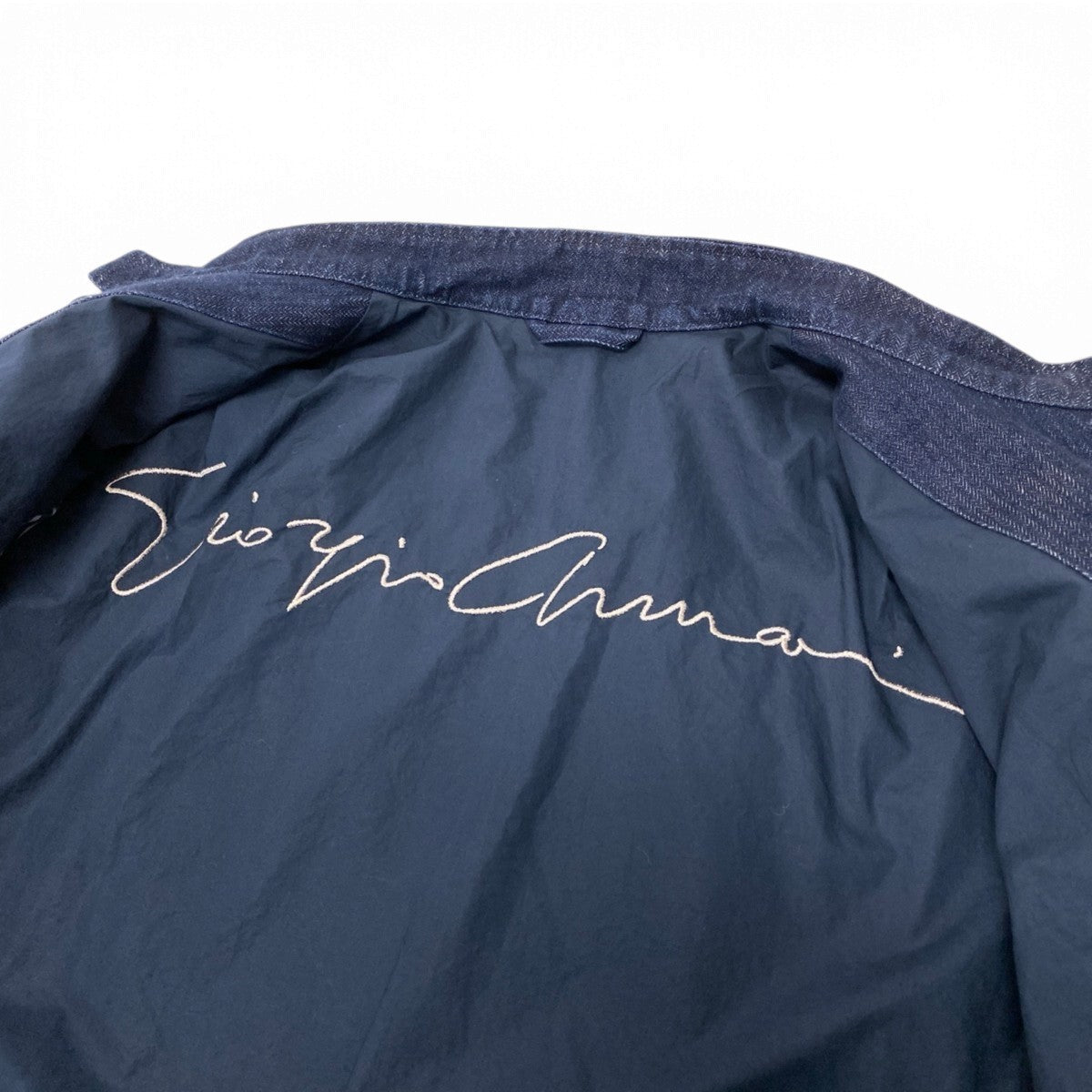 78j8 GIORGIO ARMANI ジョルジオアルマーニ 黒タグ スタンドカラー ジップアップ デニムジャケット サイズ48 本切羽 インディゴt18r
