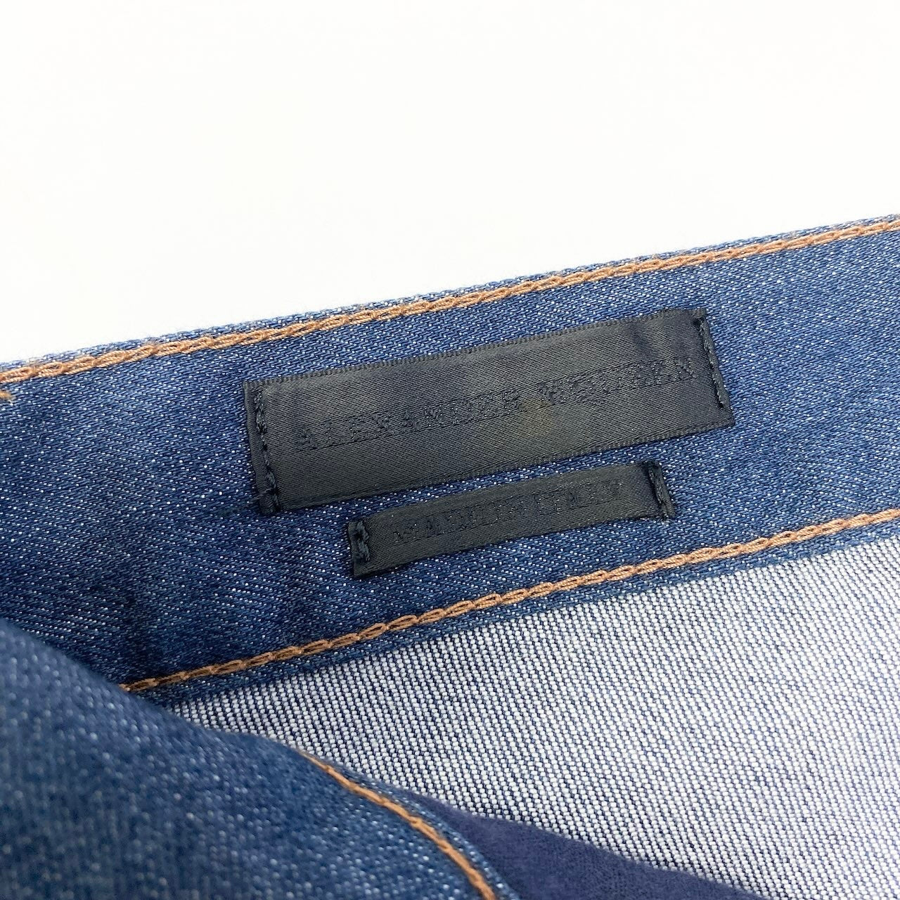 69d30 ALEXANDER McQUEEN アレキサンダーマックイーン デニムパンツ ストレッチデニム ドクロ サイズ44 インディゴ メンズ 紳士服u02t