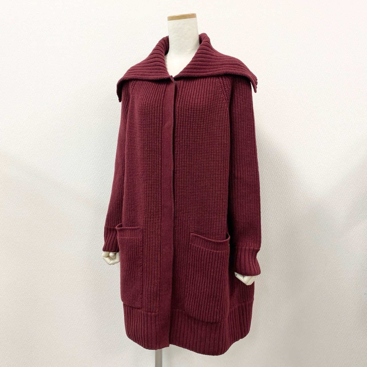 35l27 FOXEY NEW YORK フォクシー ニューヨーク 40010 Knit coat ニットコート ロングカーディガン  レッド ウールカシミヤ レディース 日本製