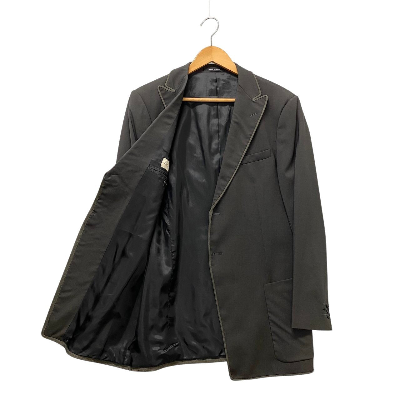 58g5 【美品】EMPORIO ARMANI エンポリオアルマーニ テーラードジャケット パイピングデザイン イタリア製 50サイズ グレー メンズ 男性用u02t