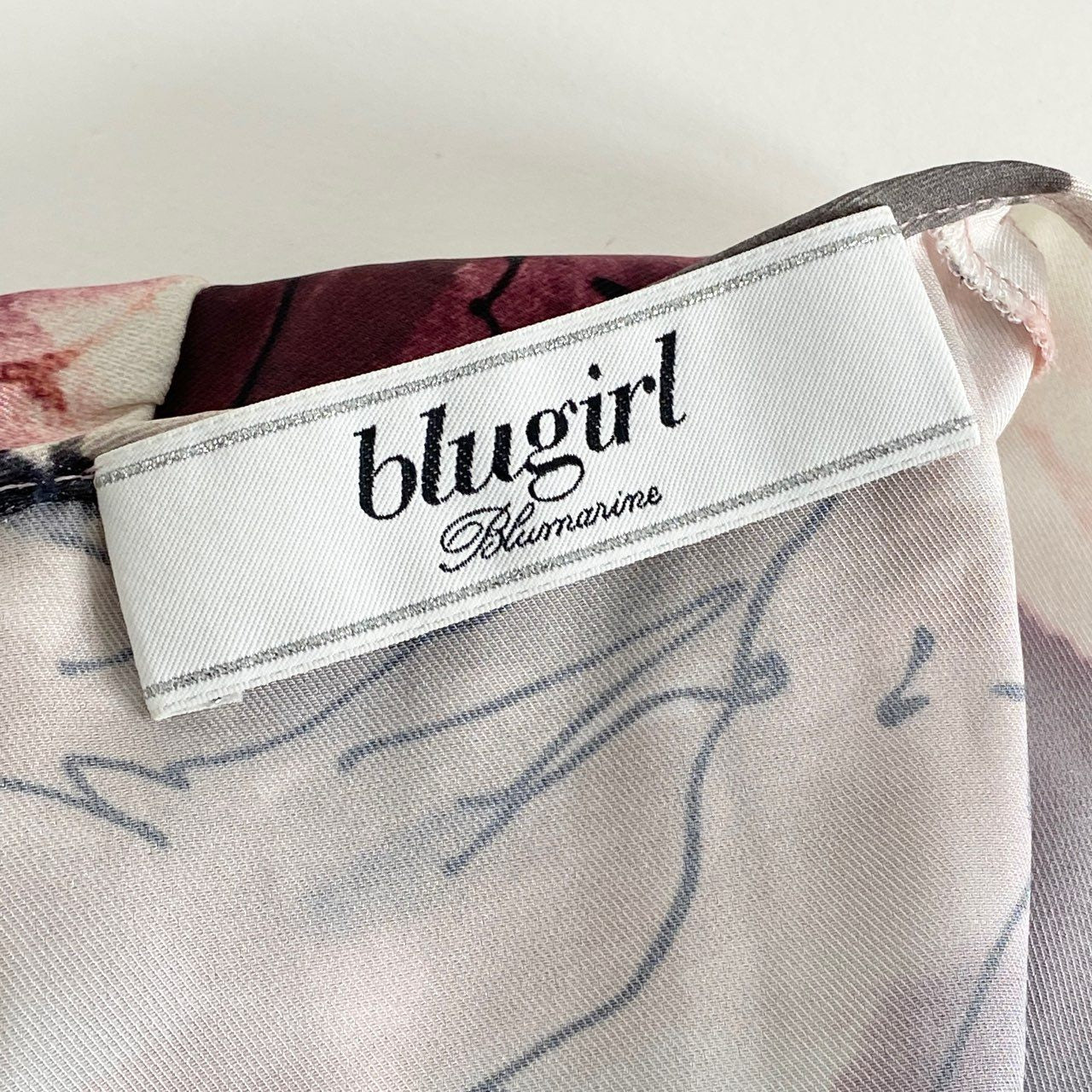 28h10 《美品》 blugirl ブルーガール ブルマリン 花柄ワンピース 膝丈ワンピース ビジュー装飾 サイズ38 マルチカラー ポリエステル100％ レディース