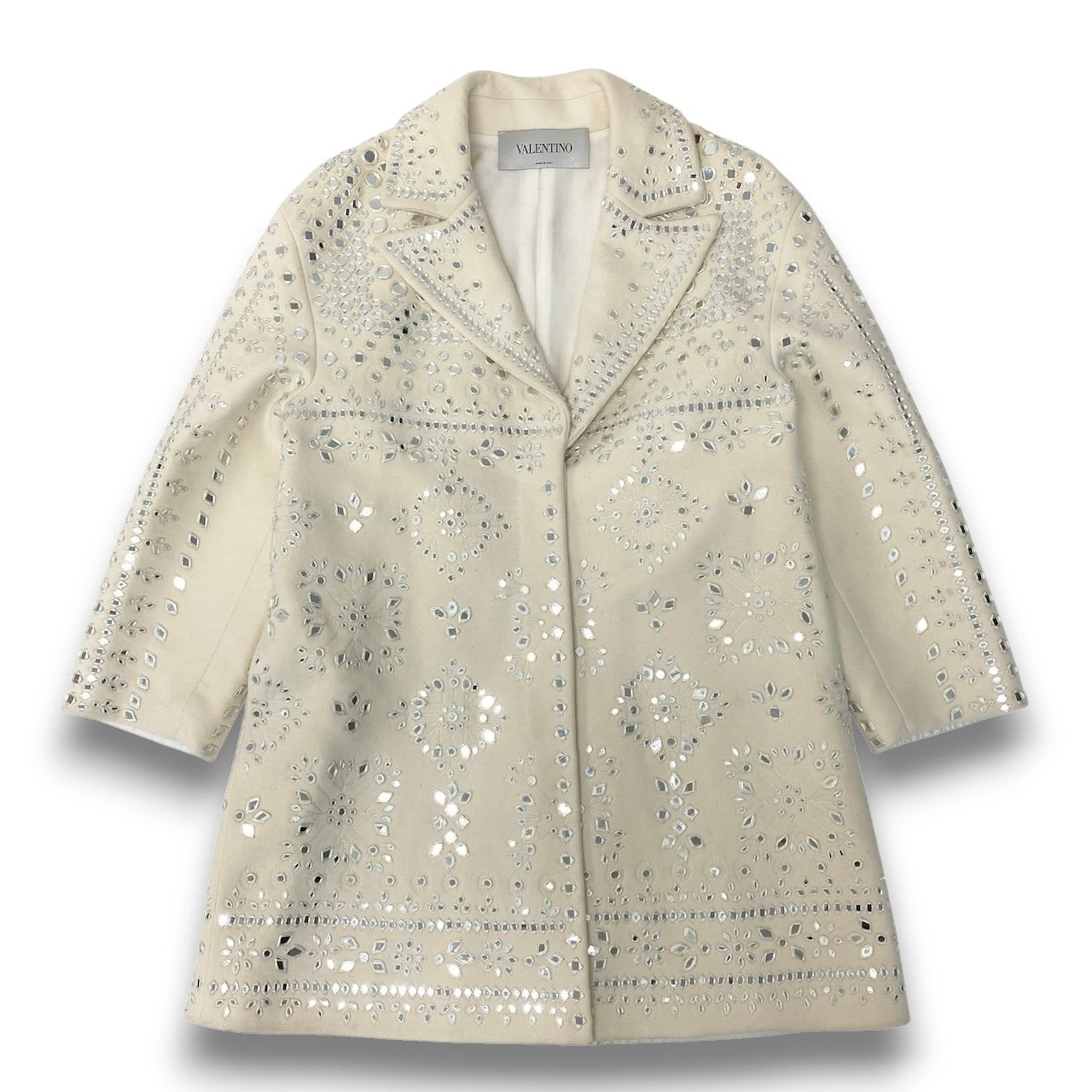 28c11 VALENTINO ヴァレンティノ ミラーコート チェスターコート ウールコート アウター JB3CA0H11CJ 40 ホワイト レディース 女性用u02t