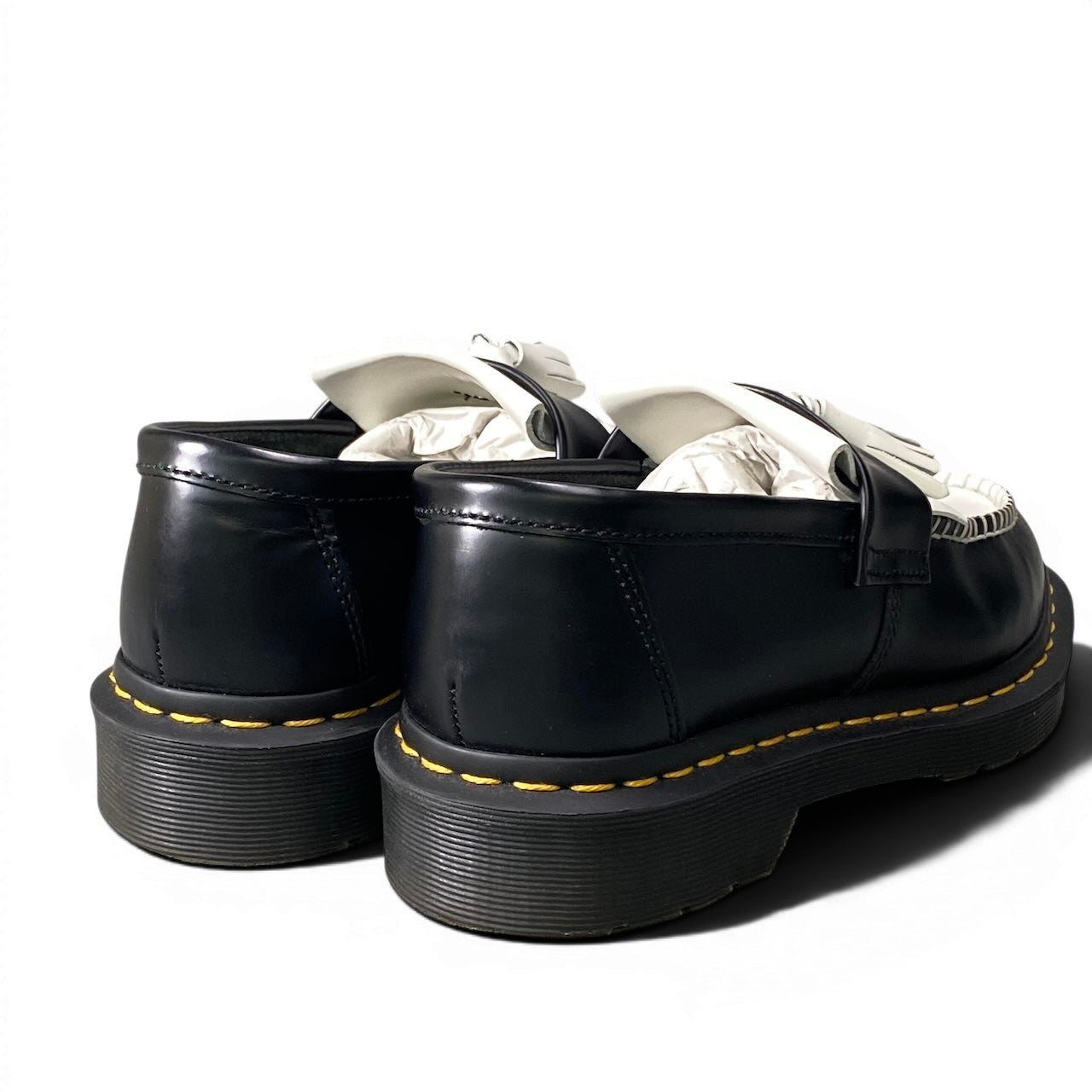 4e27 Dr.Martens ドクターマーチン ADRIAN エイドリアン タッセルローファー バイカラー イエローステッチ 21426009 UK6 ブラック ホワイト レザーo07t