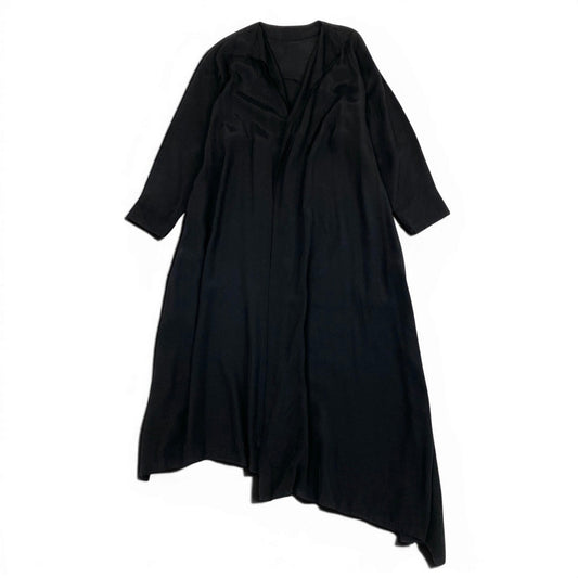 Ae28 Y's ワイズ YOHJI YAMAMOTO ヨウジヤマモト アシンメトリー ロングシャツワンピース オープンカラー YD-D08-203 サイズ2 ブラック レーヨン100％ レディース 女性服u02t