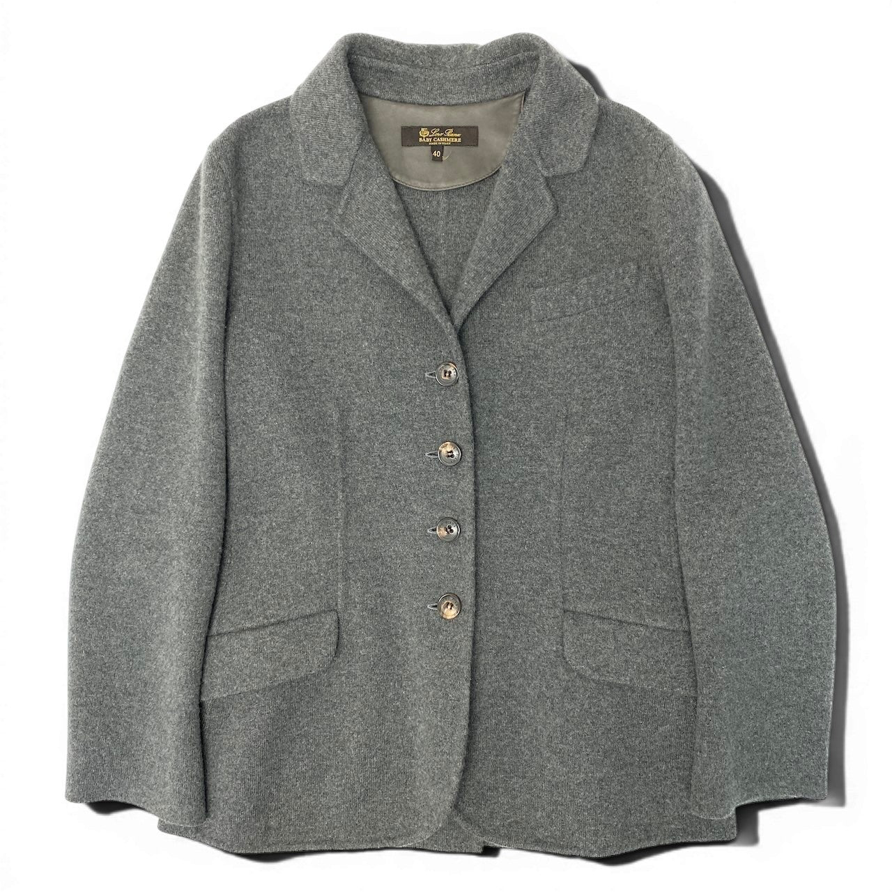 13e8 Loro Piana ロロピアーナ ニットジャケット カシミヤジャケット サイズ40 グレー ベビーカシミア100％ レディース 女性用u02t