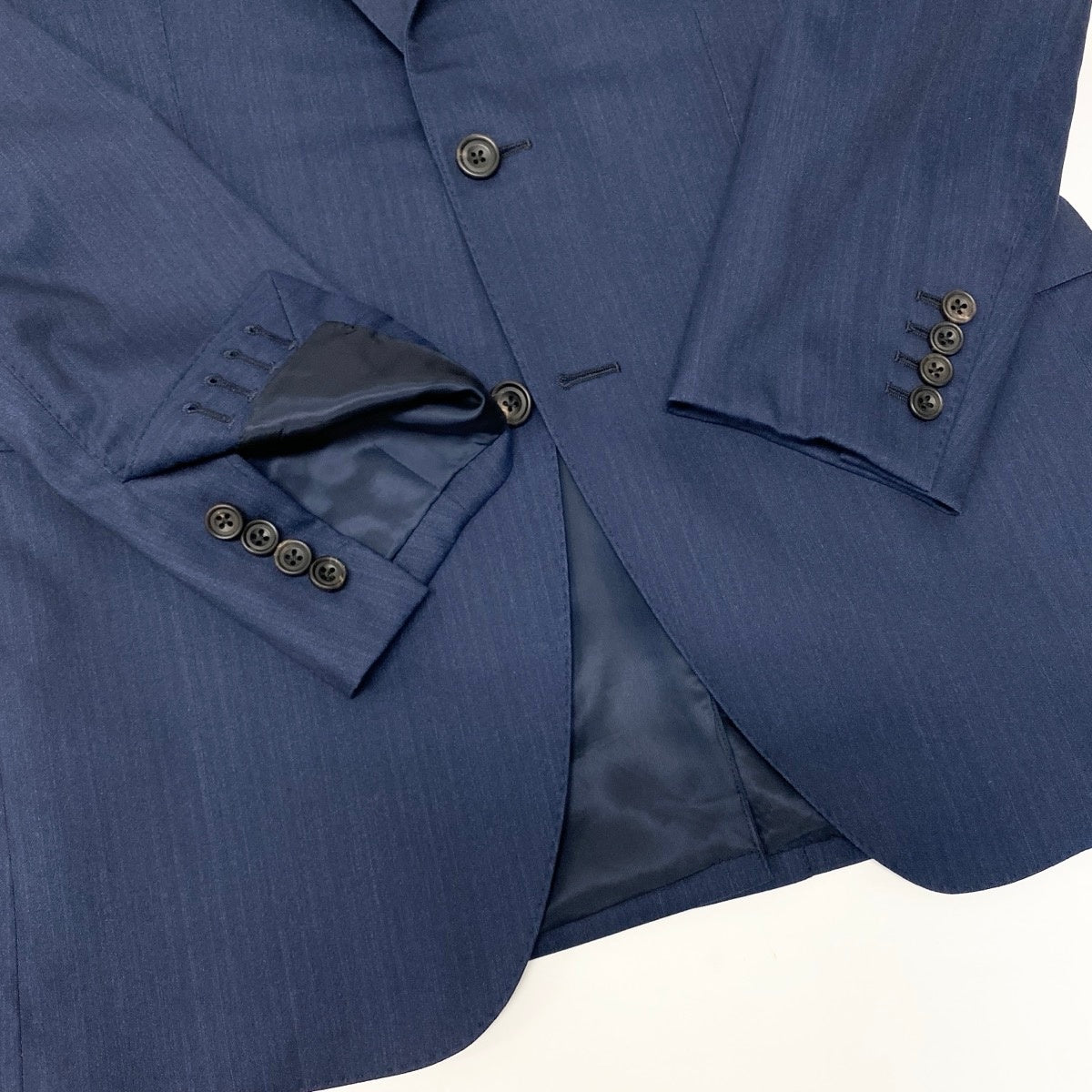 36e27 【美品】 azabu tailor 麻布テーラー Loro Piana ロロピアーナ生地 セットアップ オーダースーツ シングル 2B XLサイズ ネイビー メンズ 紳士服u02t