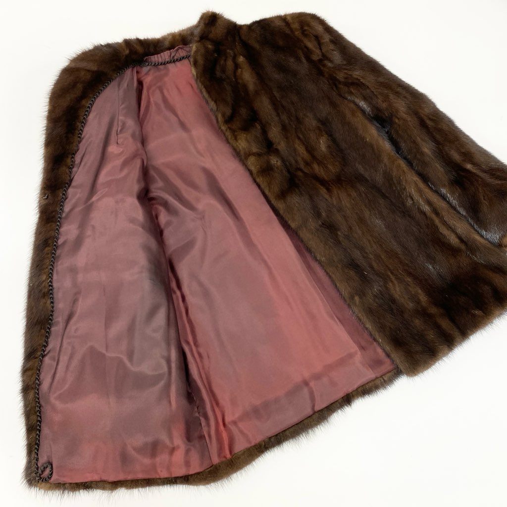 7L22 デミバフミンク ファーコート サイズ11 ブラウン 本毛皮 MINK FUR ポケット有 毛質◎ 毛並み◎ リアルファーt18r