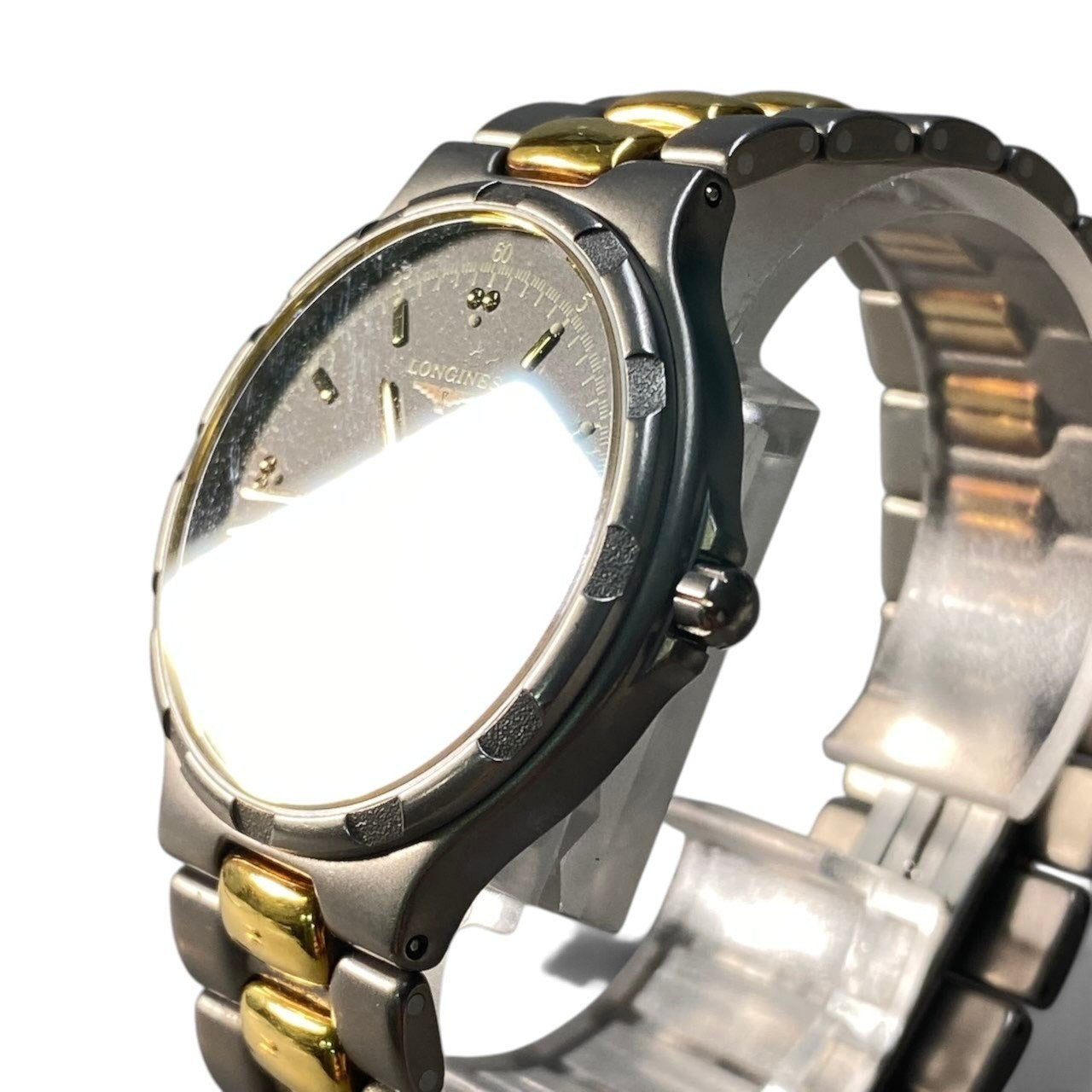 i10 稼働品 LONGINES ロンジン Conquest Ti コンクエスト チタン VHP クォーツ 腕時計 シルバー ゴールド メンズu02t