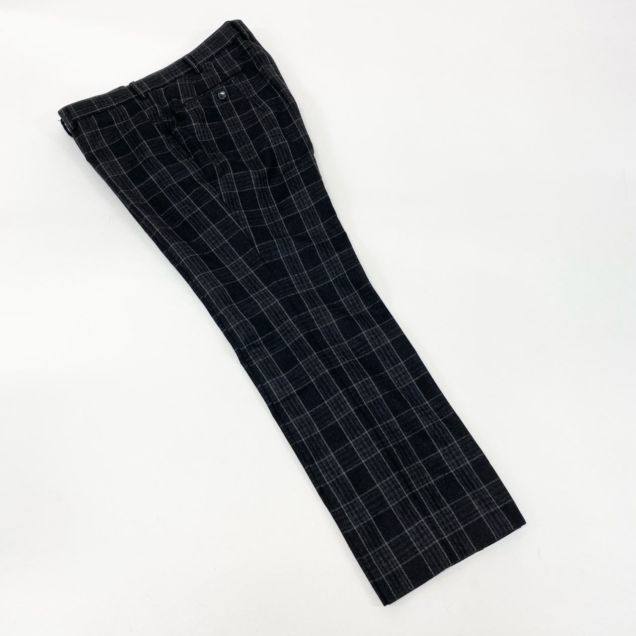 4k23 GINZA Global Style 銀座グローバルスタイル 英国製生地 JOHN FOSTER セットアップスーツ シングル 2B チェック柄 メンズ 紳士服 ダークグレー ウールu02t