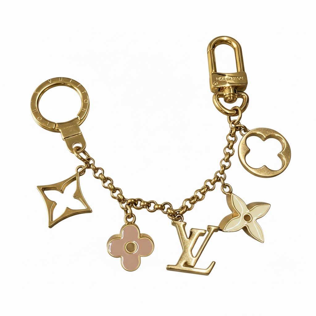 d16 LOUIS VUITTON ルイヴィトン M65111 フルールドゥ モノグラム バッグチャーム ゴールド メタルta1