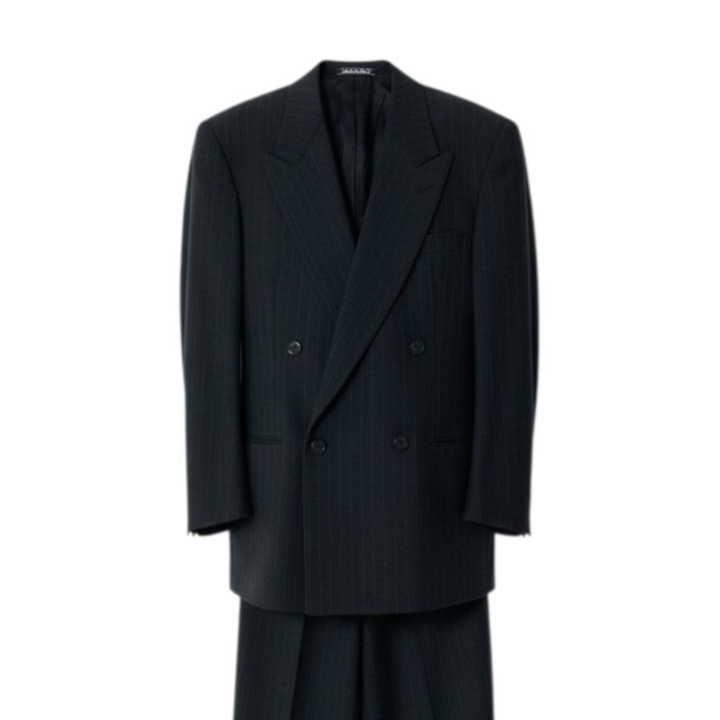 82c27 GIORGIO ARMANI ジョルジオアルマーニ セットアップスーツ フォーマル テーラードジャケット ストライプ イタリア製 メンズ 男性用 48 グリーンo07t