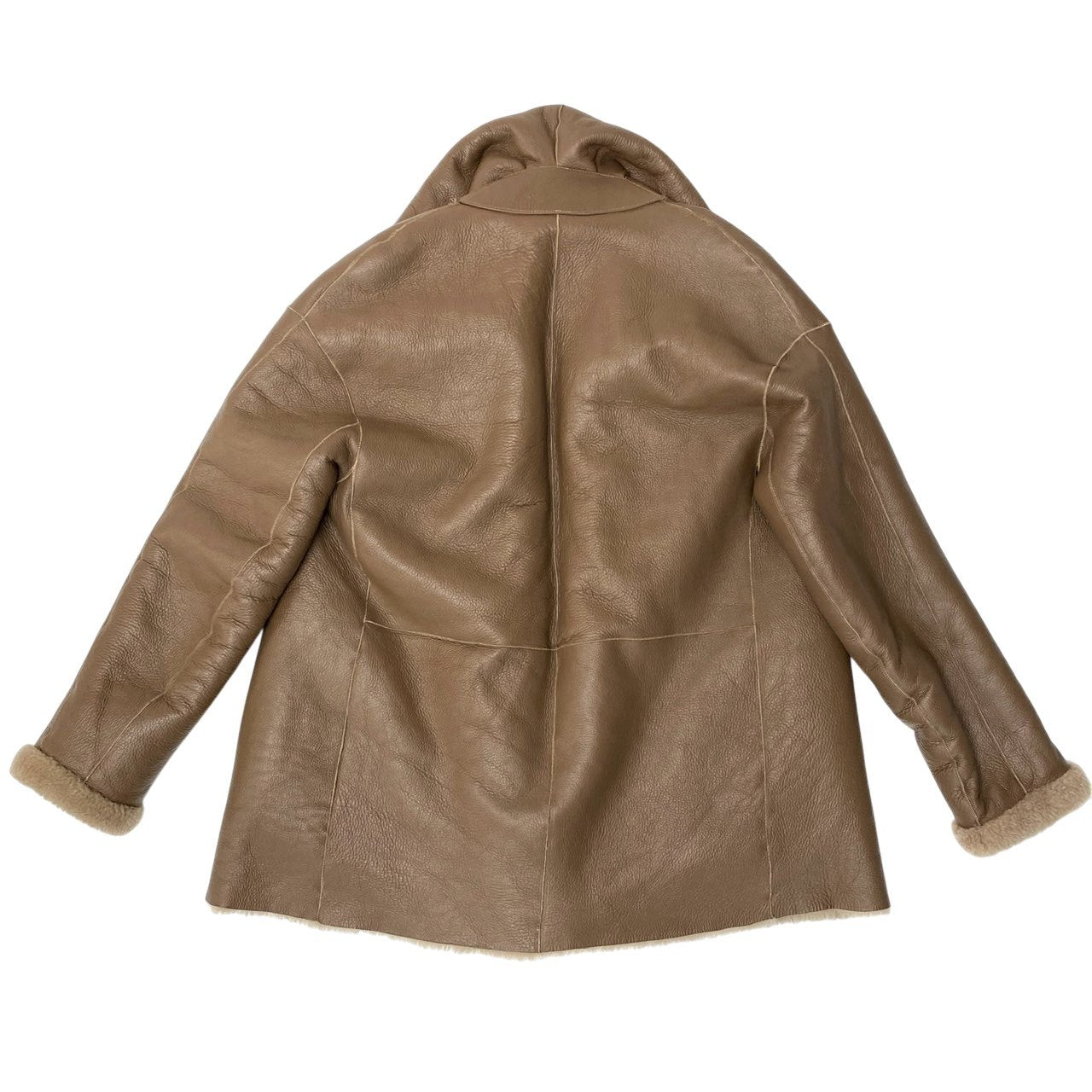 80a14《美品》 H BRAND エイチブランド ロンハーマン取扱 HARLEY ムートンコート レザーコート アウター xs ブラウン系 ムートン レディースu02t