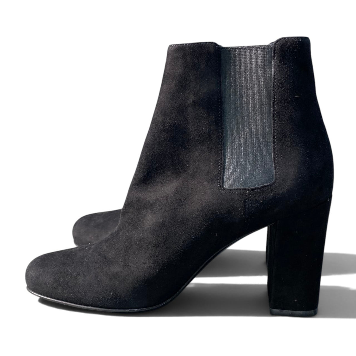 1i16 【美品】SAINTLAURENT サンローラン サイドゴアブーツ スエードブーツ チャンキーヒール YSLロゴ 36サイズ ブラック スエード レディース 女性用u02t
